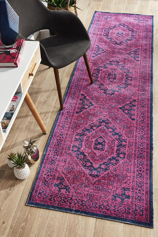 Rug Culture RUGS Whisper Stonewashed Magenta Runner Rug