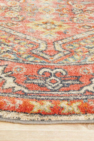 Rug Culture RUGS Zora Red Tribal Round Rug