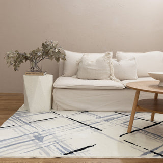 Dreamweave Geo Cream Blue Washable Rug