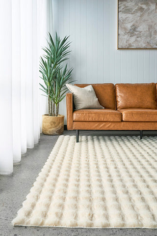 Bubble Natural Machine Washable Rug