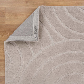 Detailed view of the Ellipse Beige Wool Rug  on timber flooring | Simple Style Co