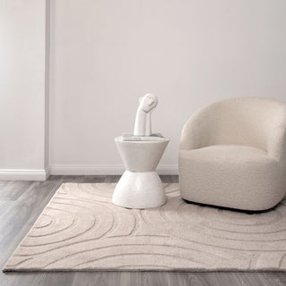 Ellipse Beige Wool Rug styled with modern furniture | Simple Style Co