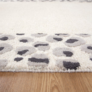 Leopard Cream Grey Wool Rug