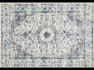 Sivas Ivory & Blue Distressed Transitional Rug - Simple Style Co